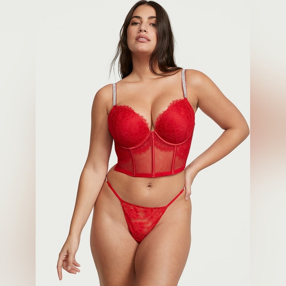 💋Victoria's Secret Very Sexy Shine Strap Lace V-String Large *NEW*💋 - Picture 3 of 6